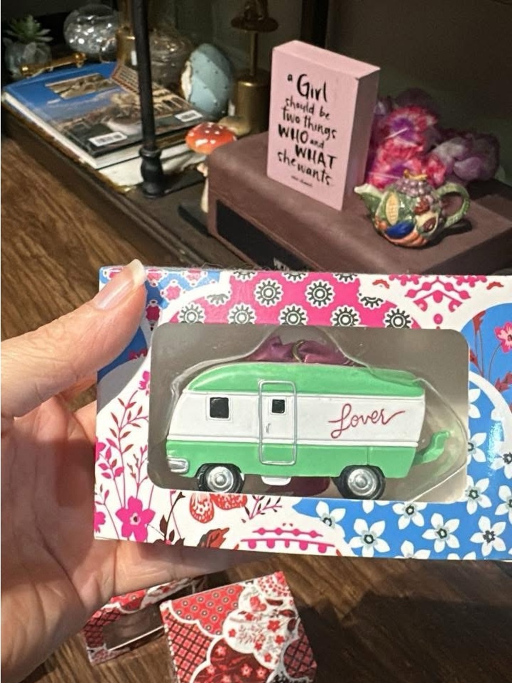 Taylor Swift Green and White 'Lover' Camper Ornament